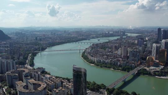 航拍广西柳州城市景观全景 4k