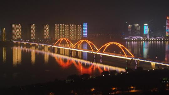 长沙岳麓区夜景航拍