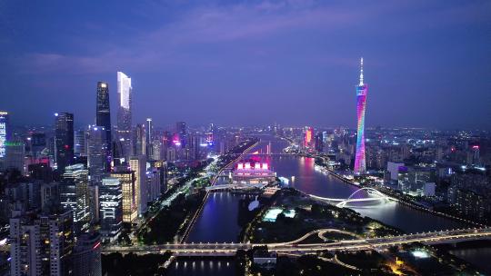 航拍广州夜晚现代城市都市风光视频素材模板下载