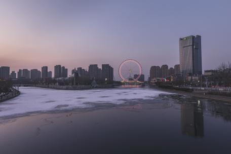 天津之眼冬季水面日转夜延时4K