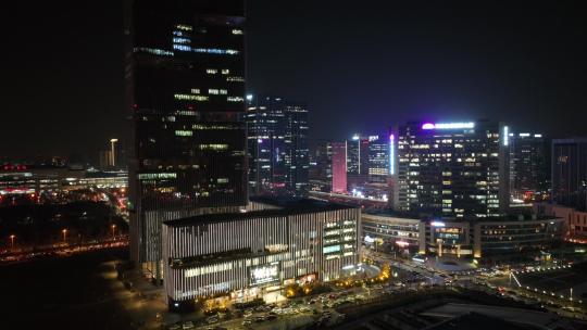 郑州夜景 城市办公楼 繁华夜景航拍