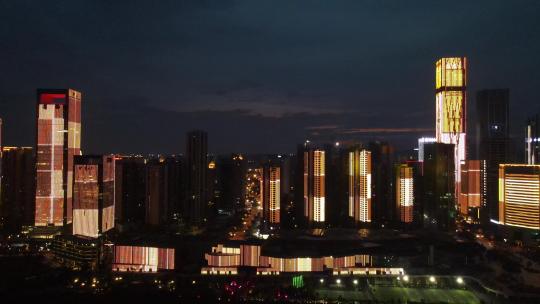 湖南长沙湘江金融中心北辰三角洲城市夜景