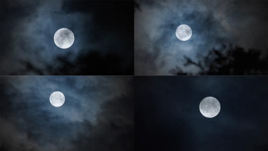 【实拍】中秋月亮月黑风高云遮月风起云涌视频素材模板下载