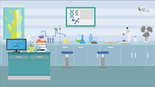 实验室MG扁平卡通场景化学检验