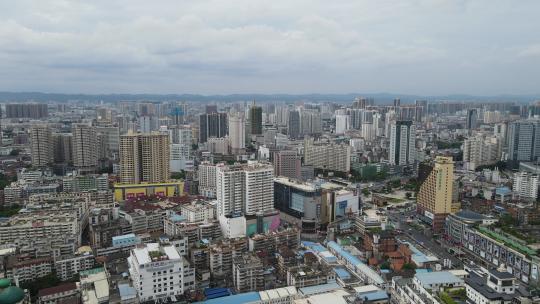 广西南宁朝阳路商业圈高楼建筑航拍视频素材模板下载