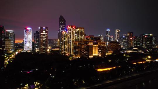 杭州钱江新城夜景航拍