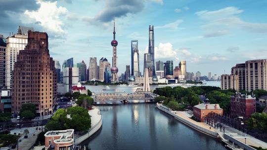 上海天际线航拍合集视频素材模板下载