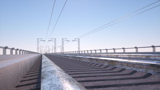 3D渲染航拍抽象高速行驶电力复兴号高铁