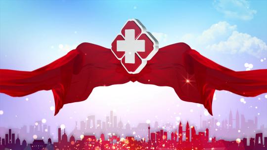 4K红绸红十字主题背景视频素材模板下载