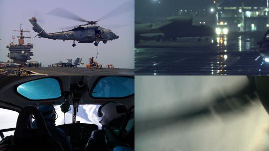 【合集】军事教育 航母上的武装直升机视频素材模板下载