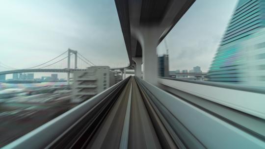 高速行驶的地铁延时画面视频素材模板下载