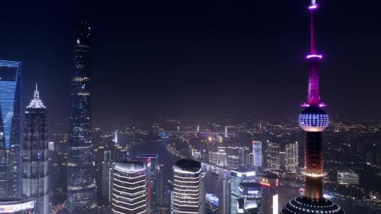 上海金融区夜景航拍