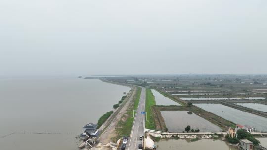 航拍武汉荆州小龙虾养殖基地