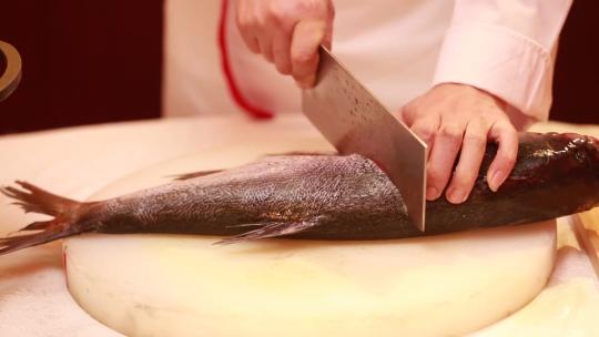 【镜头合集】厨师切胖头鱼鱼头视频素材模板下载