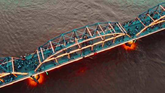 航拍兰州中山桥视频素材模板下载