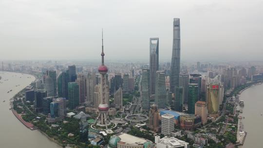 上海浦东陆家嘴城市高楼天际线风光航拍