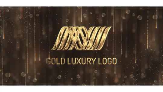 黄金奢侈的标志闪光颁奖典礼LOGO演绎AE模板
