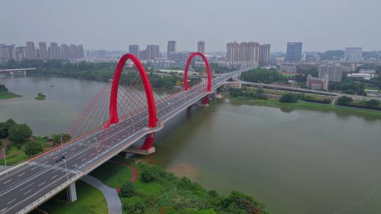 航拍漳州芝山大桥建筑风光