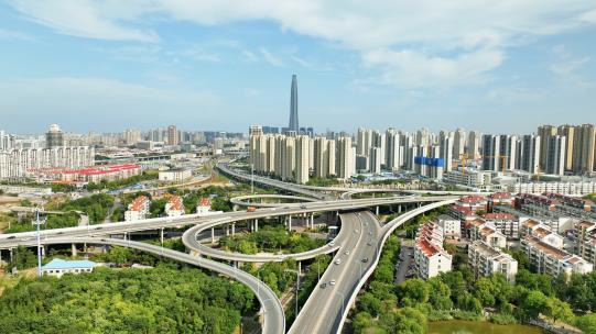 天津滨海新区城市空境航拍视频素材模板下载