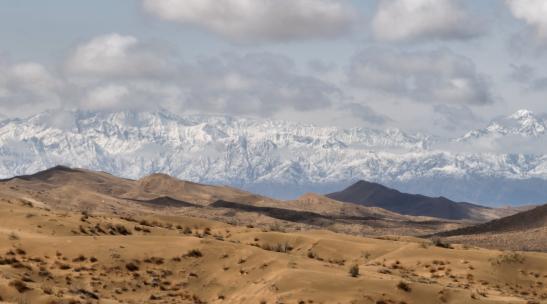 新疆沙漠雪山