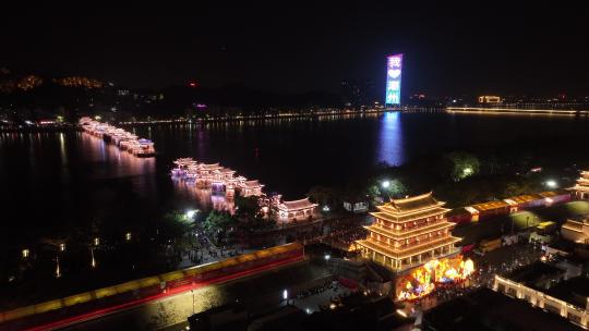 中国广东省潮州市潮州古城广济桥视频素材模板下载