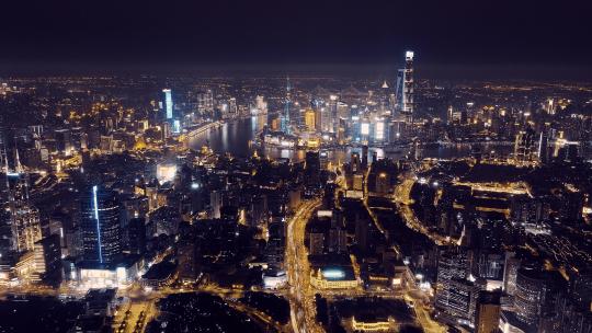 黄浦区延安高架夜景航拍