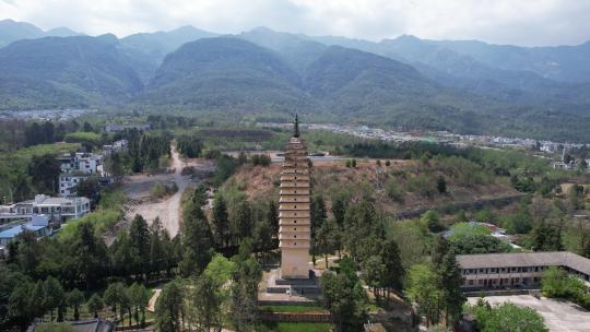 航拍云南大理崇圣寺三塔文化旅游区