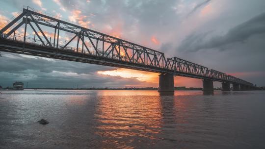 哈尔滨铁路桥延时摄影
