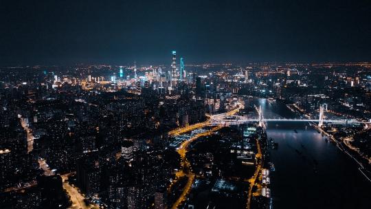 上海浦西夜景航拍