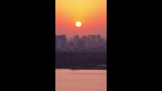 延时摄影 海滨城市 海边日落  竖屏