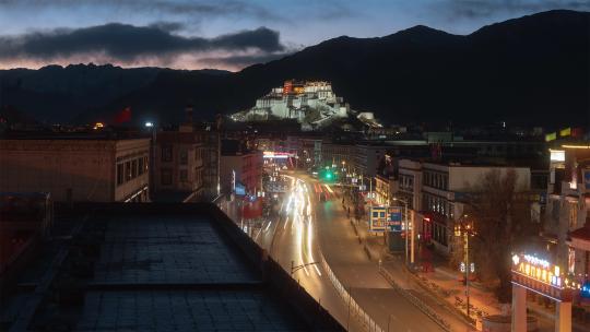 西藏旅行拉萨布达拉宫夜景4K延时