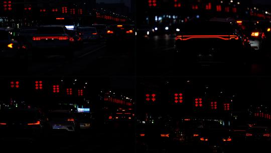 孝感城市夜景街景道路车辆上下班高峰期高清在线视频素材下载