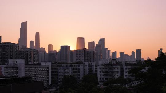 日转夜延时摄影4k广州cbd珠江新城