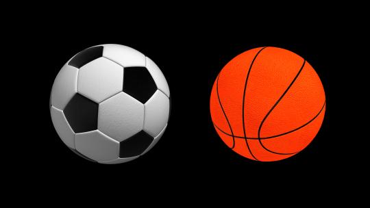 旋转的篮球足球带透明通道视频素材模板下载