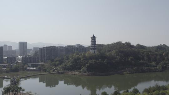 航拍风景公园大山云海旅游风光江西景德镇塔