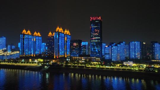 武汉滨江夜景航拍