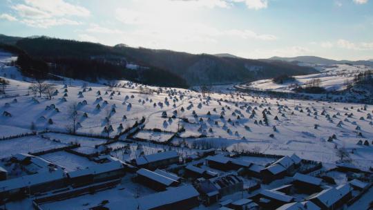 4k航拍雪后的山林