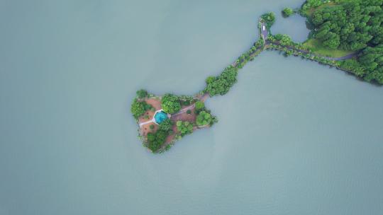 航拍武汉城市旅游地标5A级东湖景区先月亭