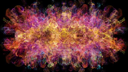 彩色粉末粒子爆炸特效粉尘烟雾流体炸开动画
