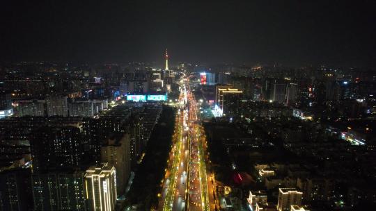 河南郑州城市夜景交通车水马龙车流航拍 (5)