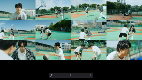 校园篮球场两个学生打篮球高清在线视频素材下载