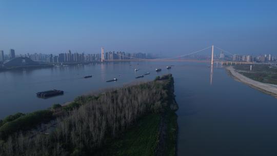 武汉白沙洲长江杨泗港大桥航拍