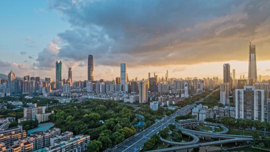深圳罗湖区城市天际线延时