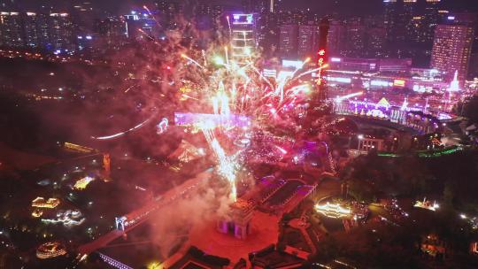 4K航拍深圳世界之窗的烟花表演