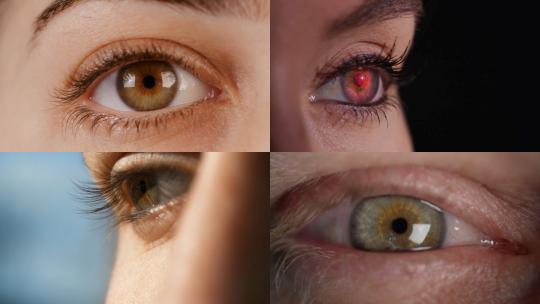 【合集】眼睛特写放大瞳孔眨眼红色绿色