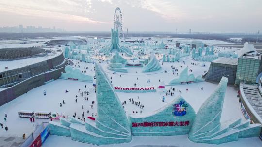 中国哈尔滨冰雪大世界航拍