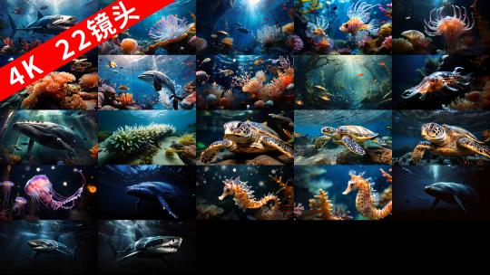 22个海底生物植物动物珊瑚海鱼深海4K高清在线视频素材下载