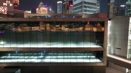 上海浦东美术馆夜景航拍