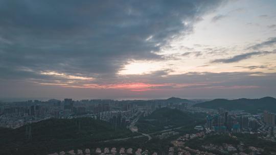 深圳城市宣传片，海上日落晚霞丁达尔光延时