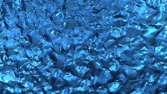 潮流动感蓝色液态流体金属质感抽象循环背景